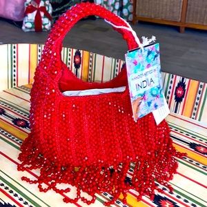 Red beaded mini purse